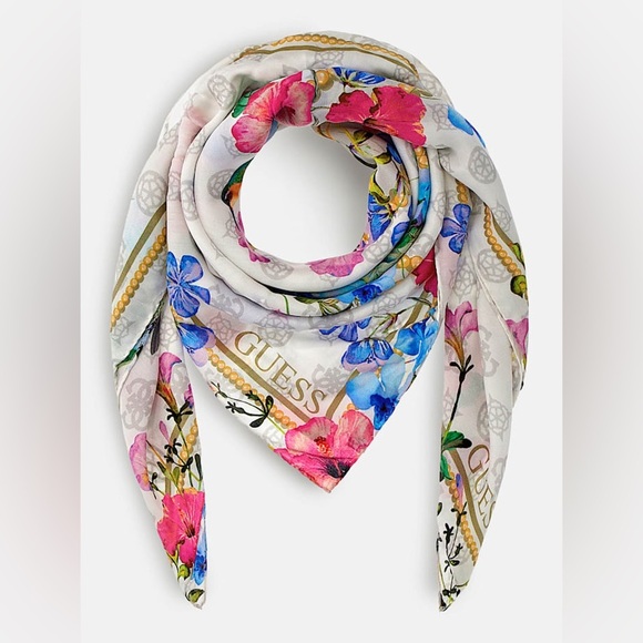 New GUESS Silk blend floral foulard - Picture 1 of 4